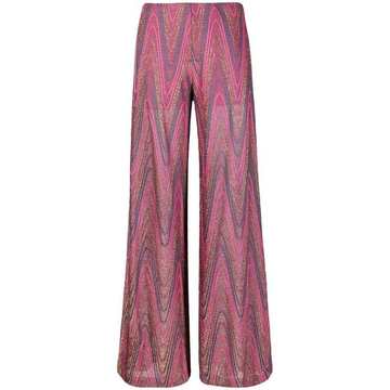 metallic zigzag wide-leg trousers