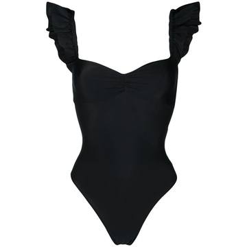 sweetheart-neck ruffled swimsuit