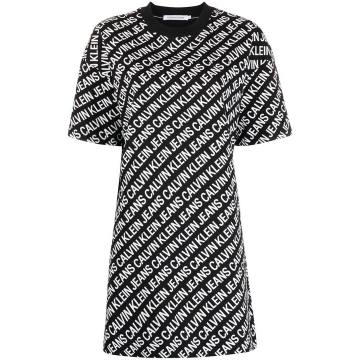 monogram-print T-shirt dress