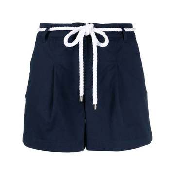 belted stretch-cotton shorts