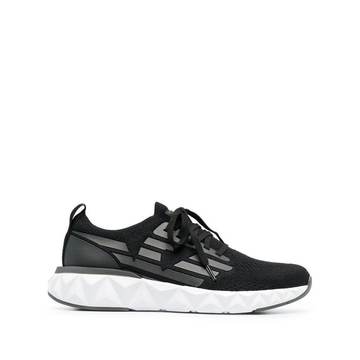 lace-up mesh-panel trainers