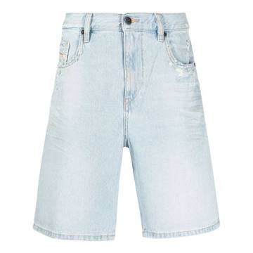 distressed-finish denim shorts