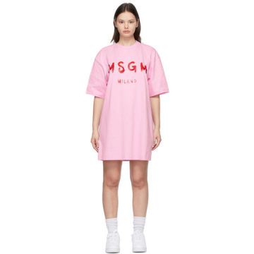 粉色 Brushed Logo 连衣裙