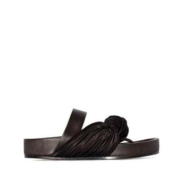 pleated knot flat sandals