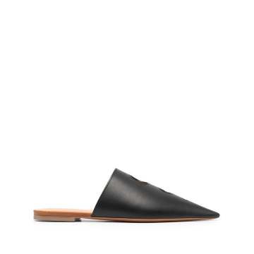 perforated pointed-toe mules