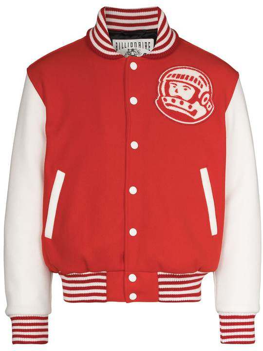 logo-print varsity bomber jacket展示图