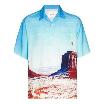 landscape-print short-sleeve shirt