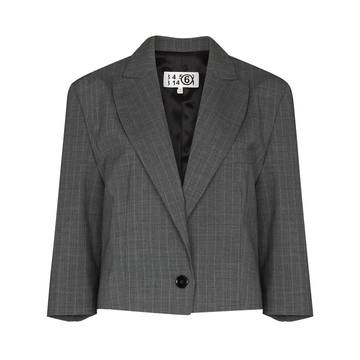 cropped pinstriped single-breasted blazer