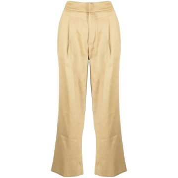 straight linen-blend trousers