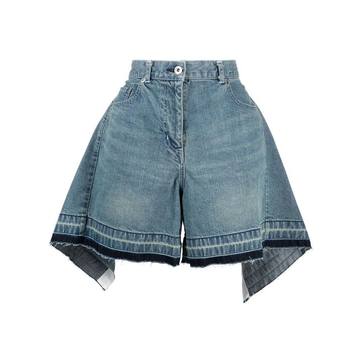 draped high-waisted denim shorts