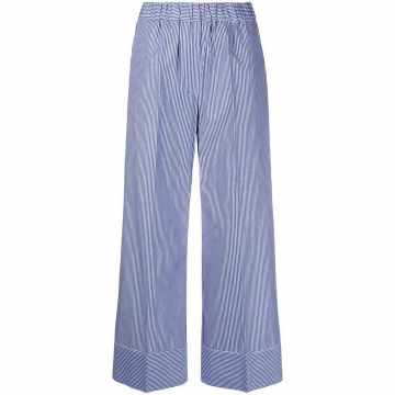 striped cotton wide-leg trousers