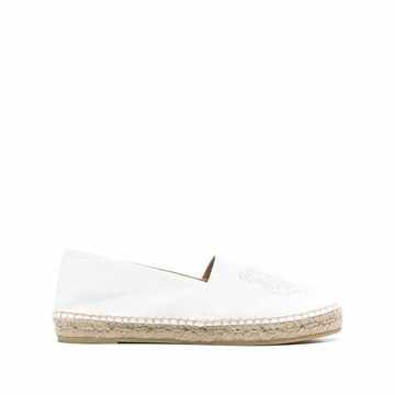 embroidered-logo raffia-sole espadrilles