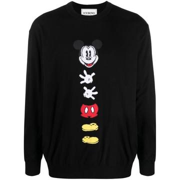 Mickey Mouse 图案嵌花针织毛衣