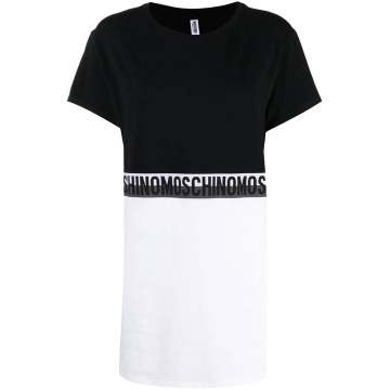 two-tone logo-tape T-shirt dress