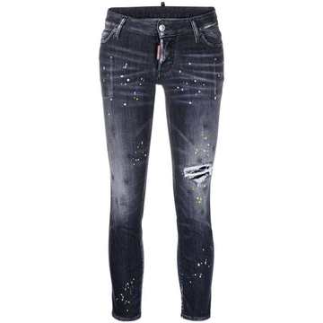 paint splatter-effect cropped jeans