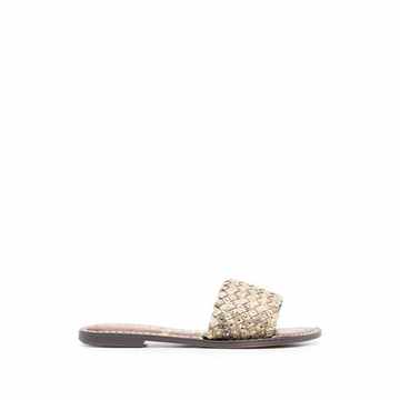 snakeskin-effect slip-on sandals