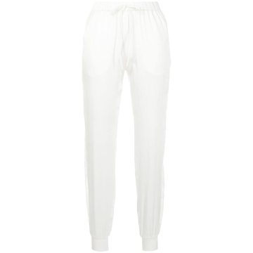 lace-panel silk trousers