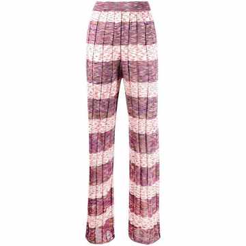 high-waist knit stripe trousers