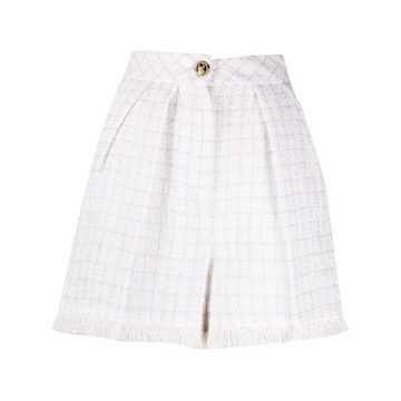 frayed-hem tweed shorts