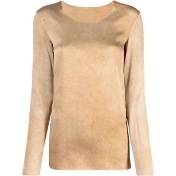 distressed long-sleeved top