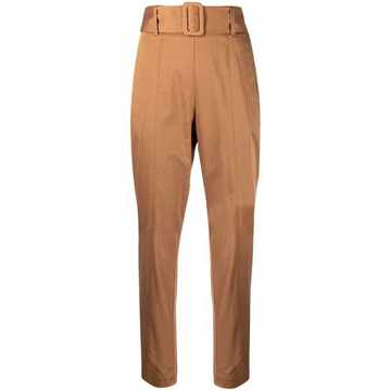 belted high-waist trousers