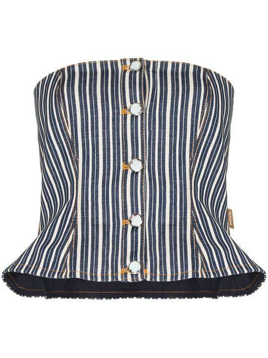 stripe-pattern corset top展示图