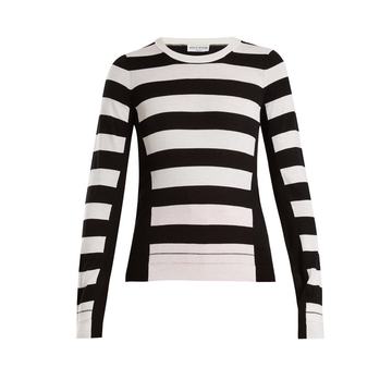 Wide-striped wool-knit sweater