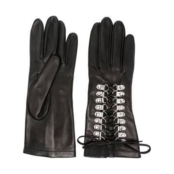 lace-up leather gloves
