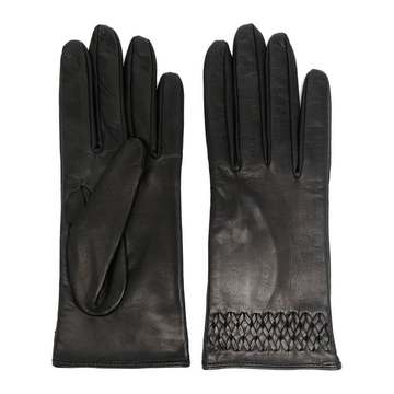 woven-detail leather gloves