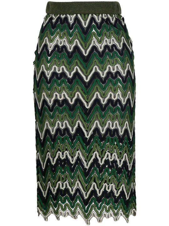 zigzag-pattern pencil skirt展示图