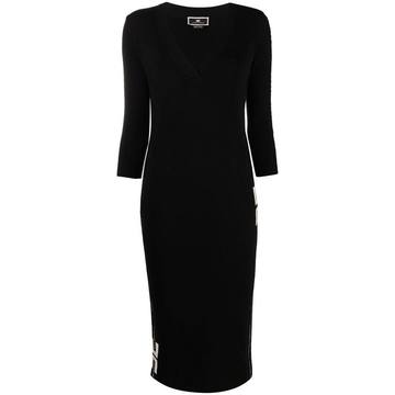 logo-band fitted midi dress