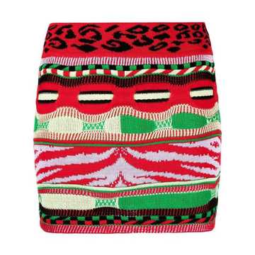 abstract-pattern knit short skirt