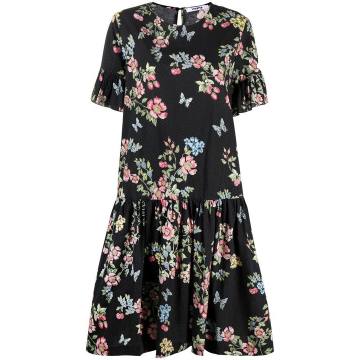 floral drop-waist smock dress