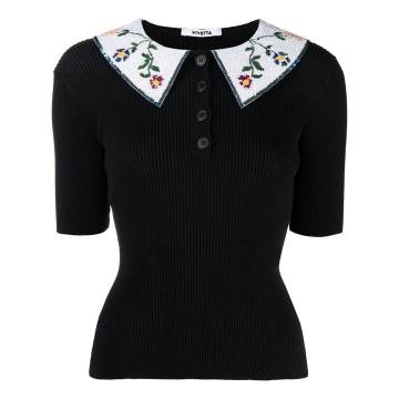 sequin-collar fitted top