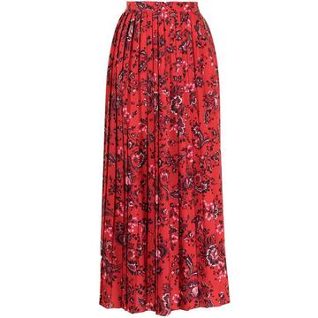 floral-print pleated skirt