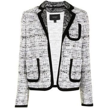 contrasting-trim tweed blazer