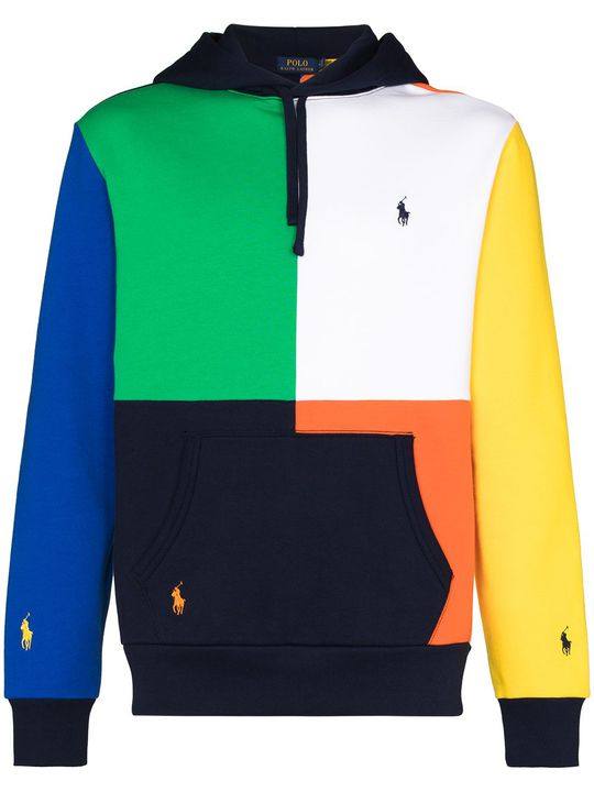 colour-block embroidered logo hoodie展示图