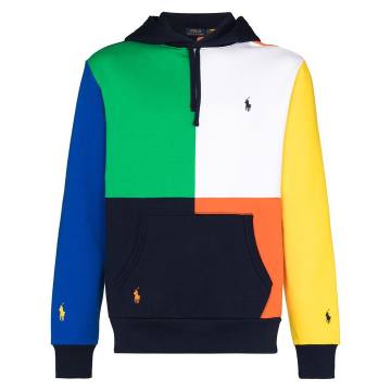 colour-block embroidered logo hoodie