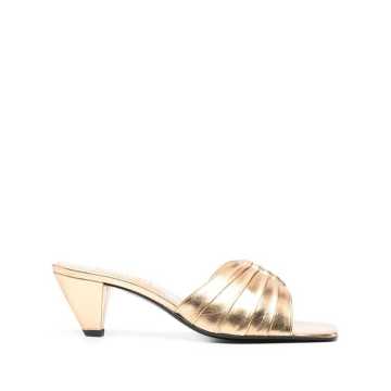 metallic square-toe sandals