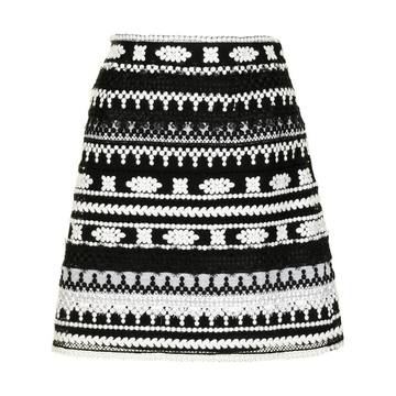 embroidered lace-stripe mini skirt