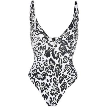 leopard-print low cut swimsuit