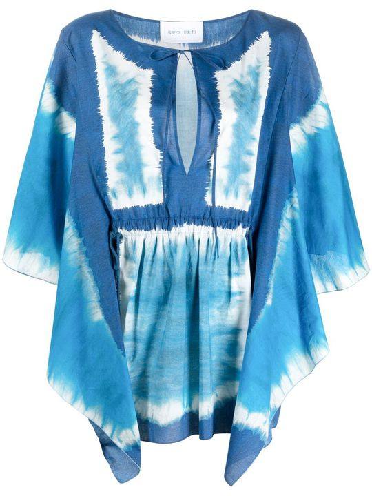 tie-dye flutter-sleeve tunic top展示图