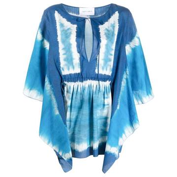 tie-dye flutter-sleeve tunic top