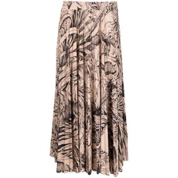 foliage-print high-waisted skirt