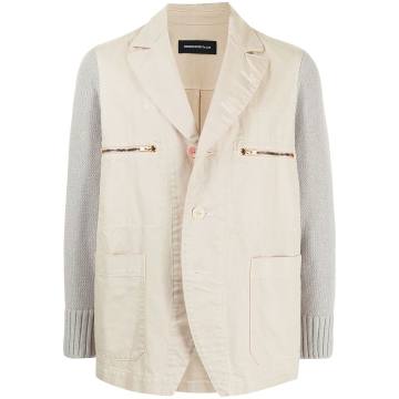 contrasting-sleeve cotton blazer