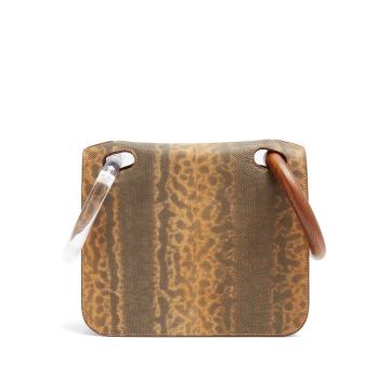 Neneh wooden-handle leather clutch