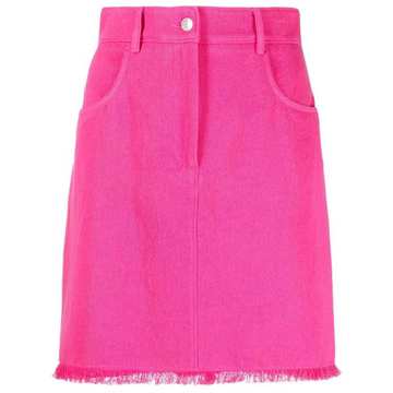 fringed hem straight skirt