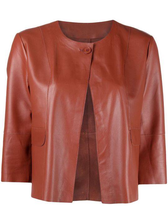 cropped leather jacket展示图