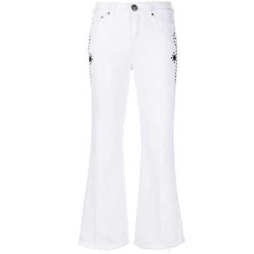 crystal-embellished cropped flared jeans