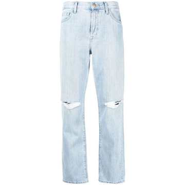 high rise straight-leg jeans